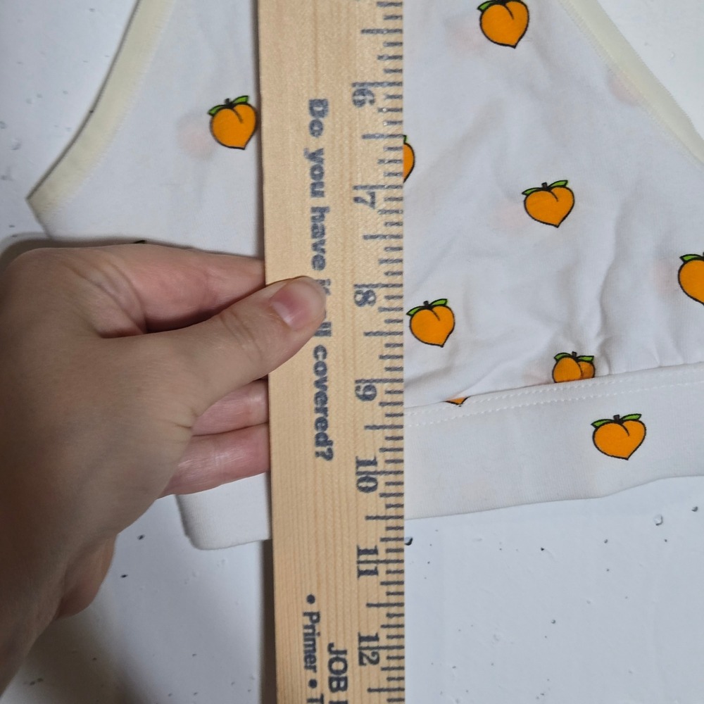 MeUndies Plunge Bralette Peach Medium Organic Cotton Fruit Print Comfort Stretch - Picture 4 of 6
